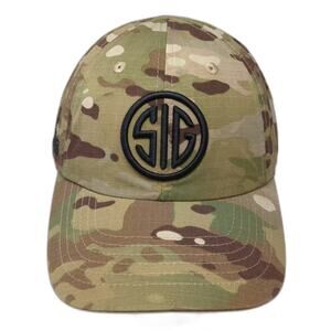 SIG SAUER Baseball Cap Green Camo Embroidered Logo Adjustable One Size Hat